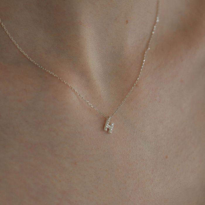 [실버925] silver initial cubic necklace