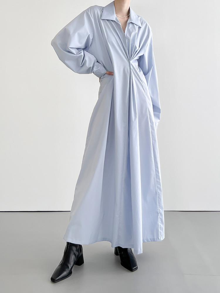 크레이프 셔츠 원피스 (3color)