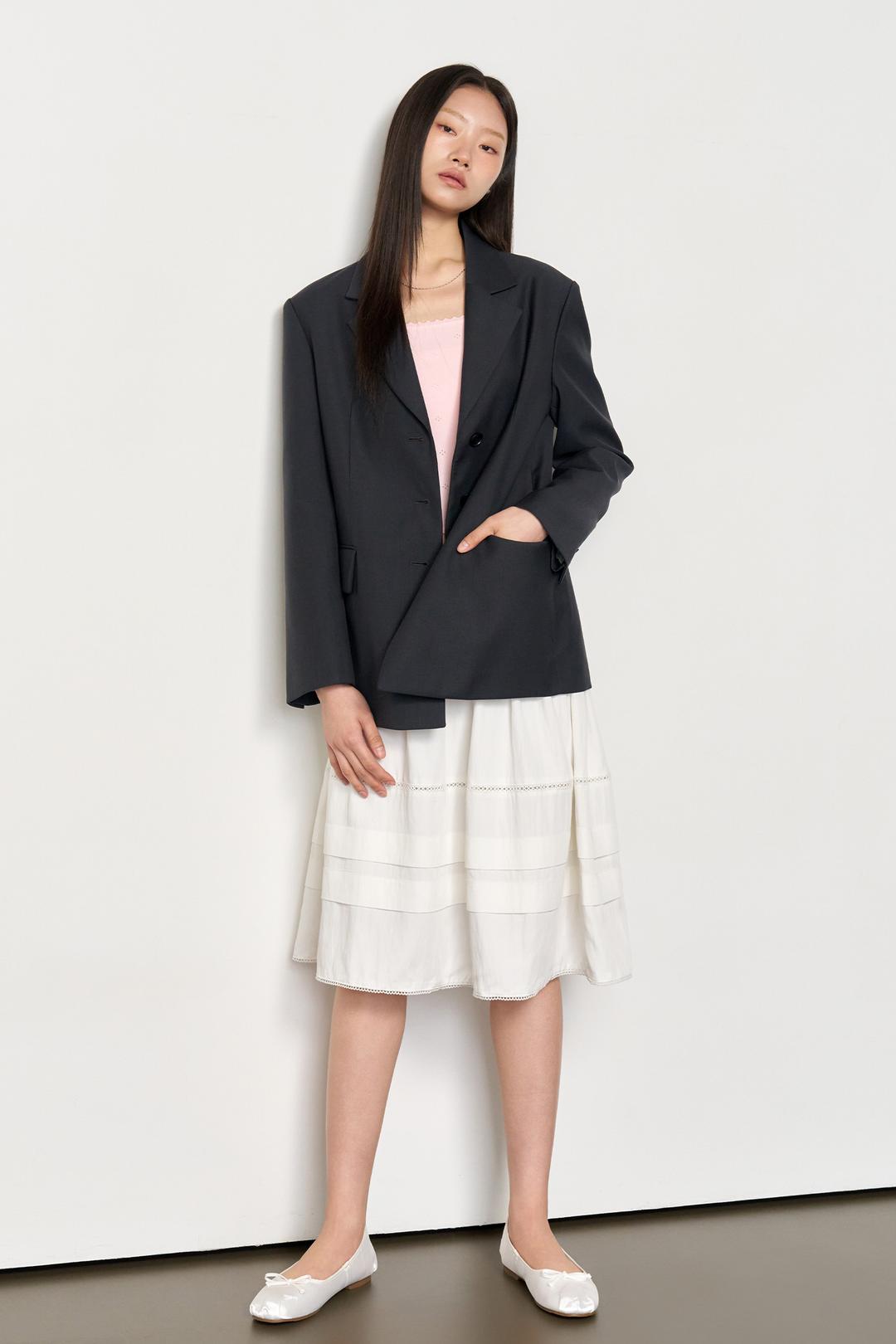 WOMAN 테일러드 루즈핏 자켓 [CHARCOAL]