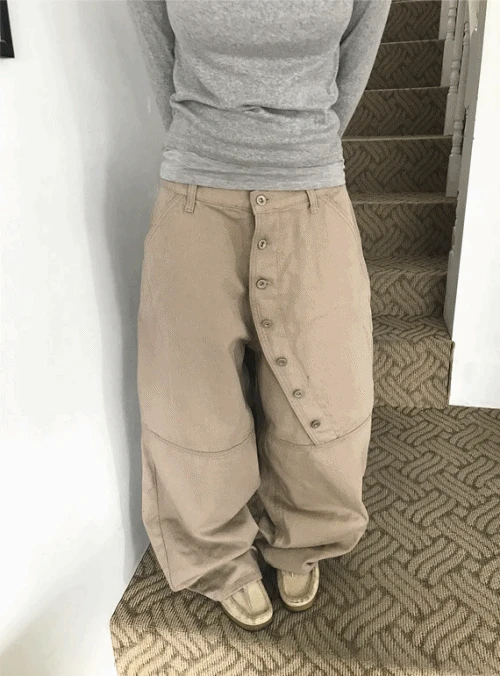 씨오 버튼단추 데님팬츠