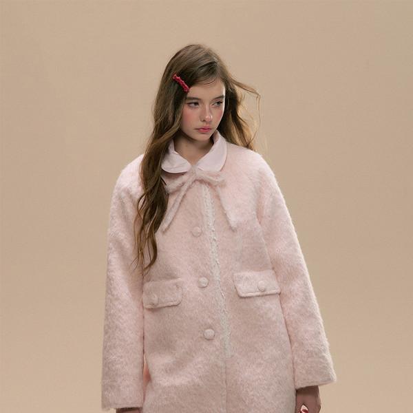 Pink Plush Wool Coat