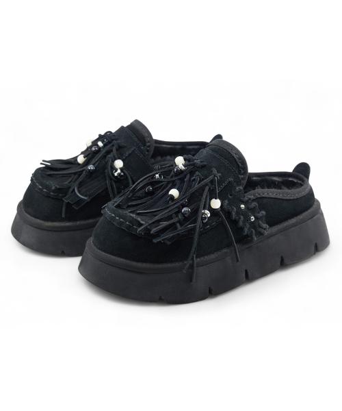 송이송이x야세 네이티브 테슬 천연양모 클로그 블랙