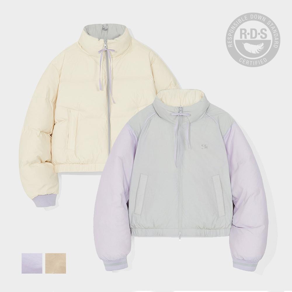 WAVE 로고 컬러 배색 리버시블 크롭 패딩_2COLOR