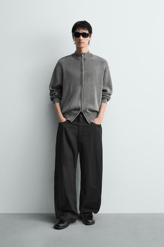 워시드 스트럭처 니트 재킷