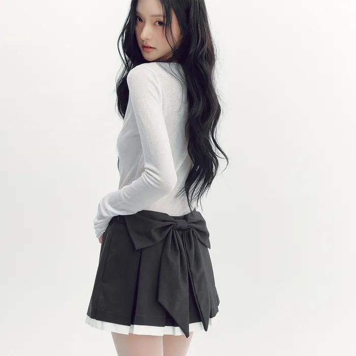 CUPCAKE BACK RIBBON PLEATS SKIRT_TT5S501DK