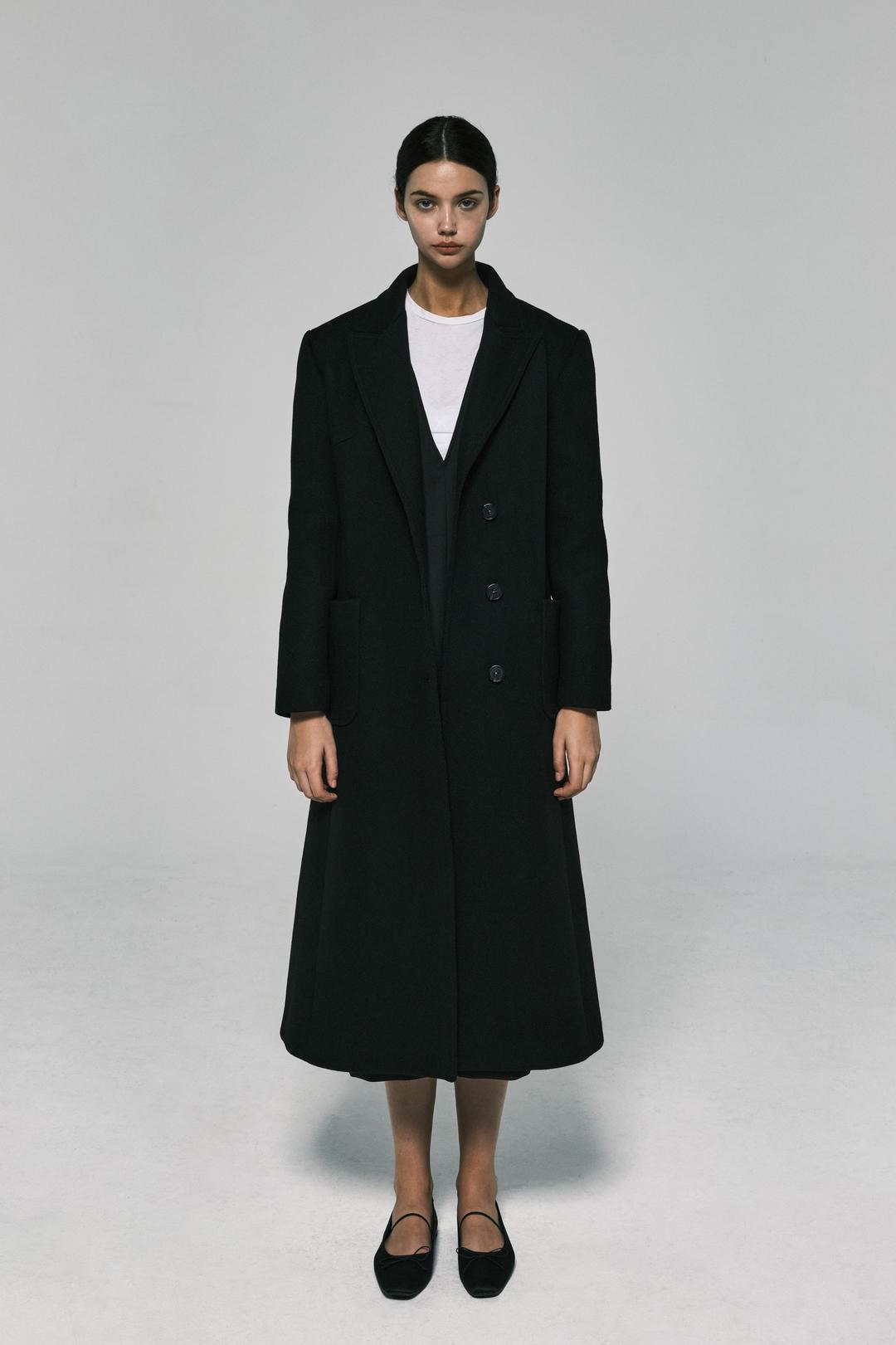 아워글라스 헤링본 롱 코트