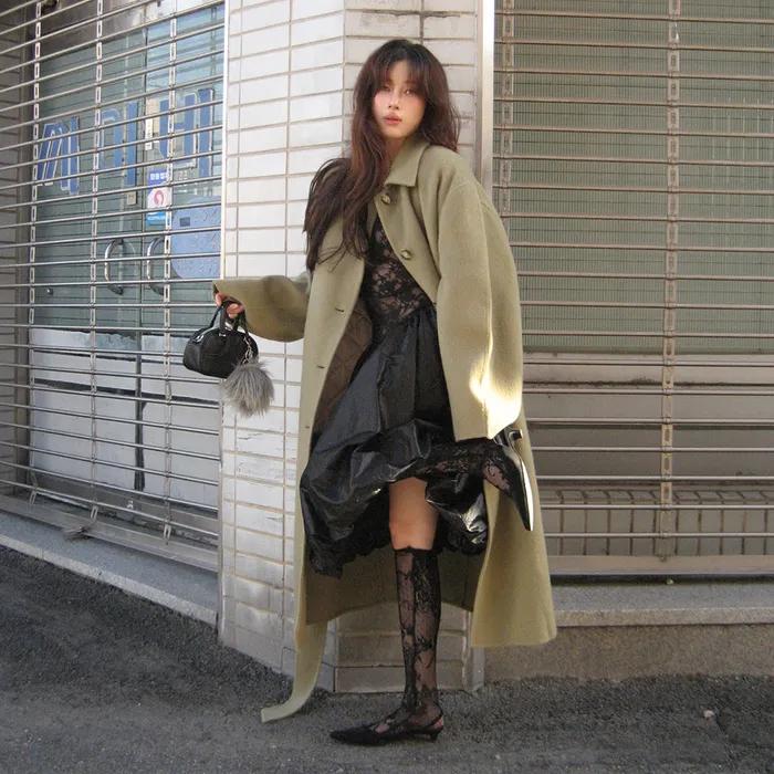 QUILTED LINING HANDMADE ALPACA COAT_OLIVE BEIGE