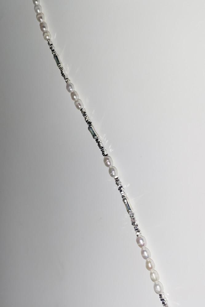 실버 믹스 펄 네크리스/ Silver925 / 2Colours