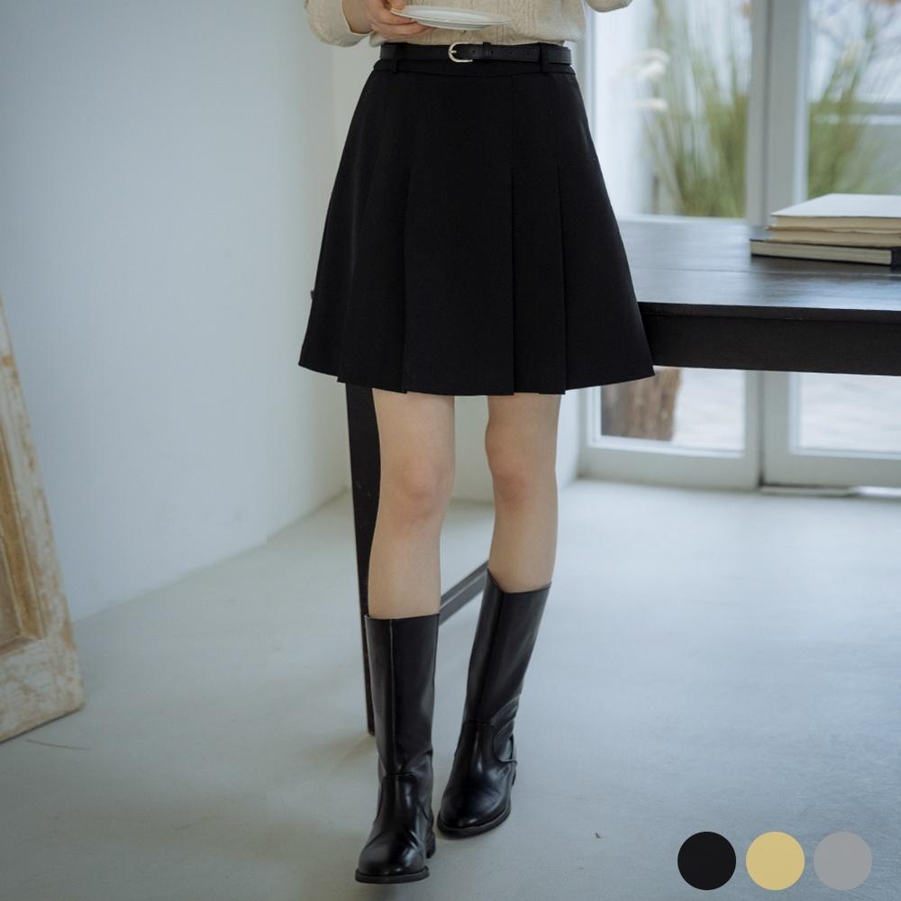 [예약배송]Belt set pleats skirt[3color]
