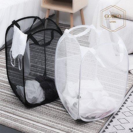 고르소 접이식 빨래바구니 메쉬 세탁바구니 빨래통