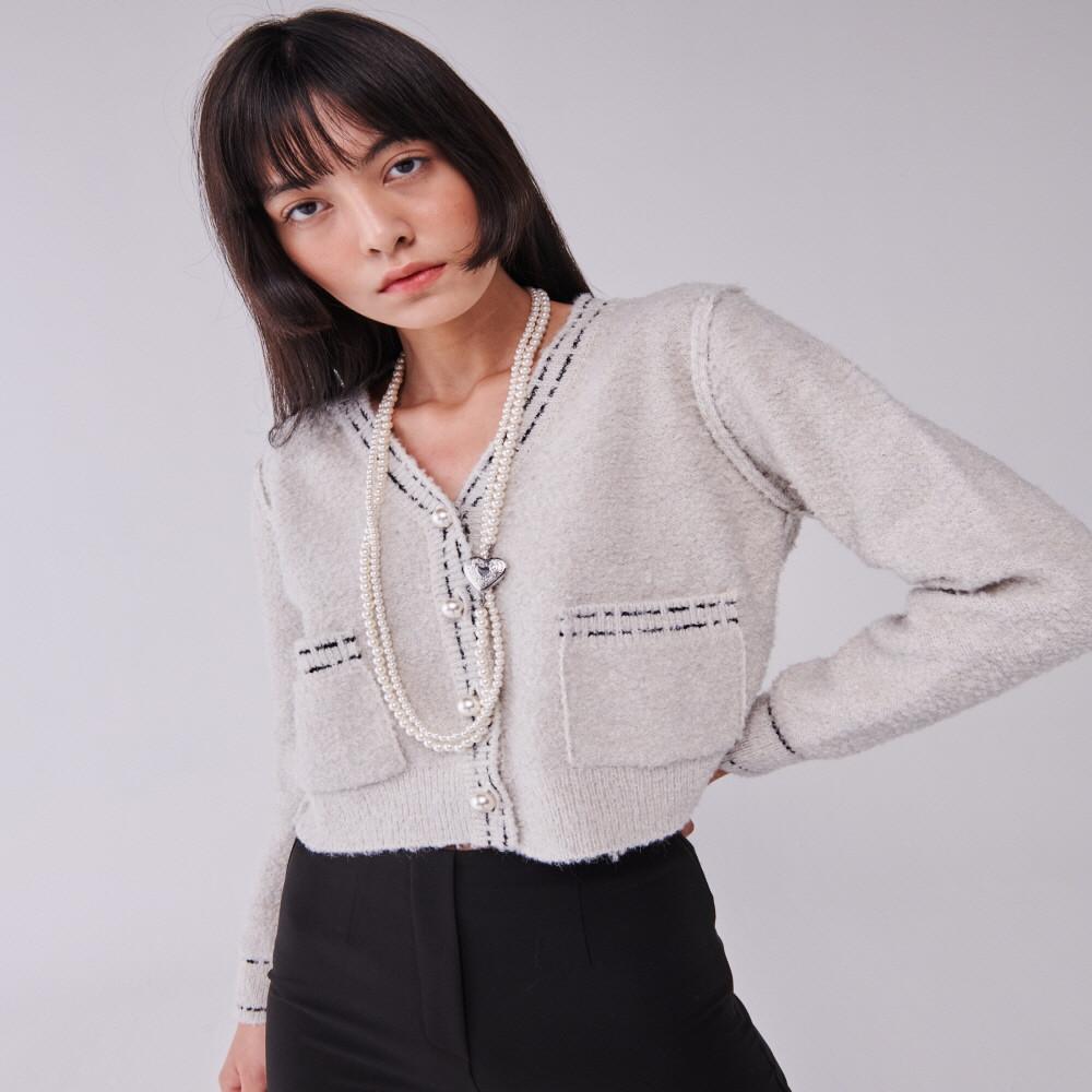 [THE CENTAUR] CENTAUR STITCH KNIT CARDIGAN - GRAY
