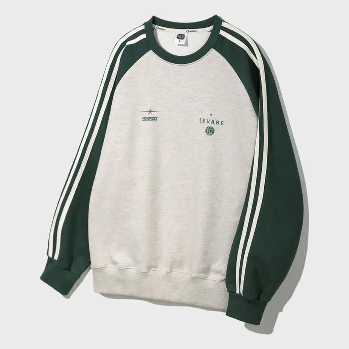 [기모추가]앨빈클로 매니페스트 레글런 배색 트랙 오버핏 맨투맨 MAR841 (6 COLOR)