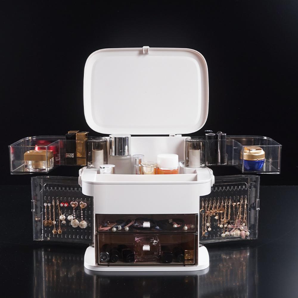 화장품 악세사리보관 수납함 대용량정리함 귀걸이수납 손잡이 ﻿이동형