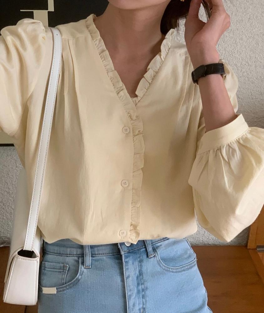 봄 블랑 프릴 블라우스 (2color)