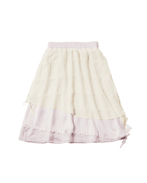 CHIFFON LAYERED BANDING SKIRT (PURPLE)