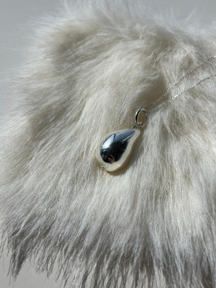 물방울 실버 롱 네크리스