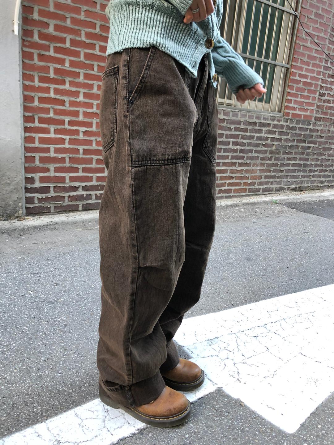 빈티지 y2k 핀턱 세미 와이드 팬츠