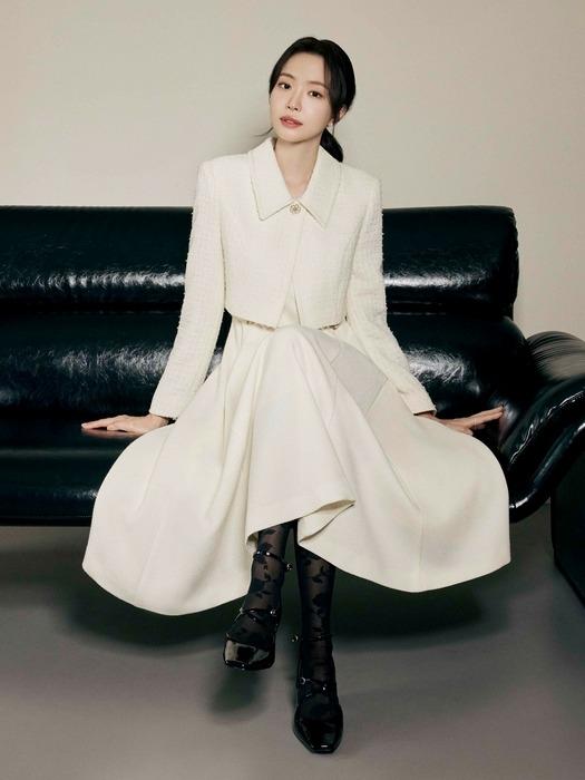 [단독][리오더]펄 버튼 재킷 플레어 원피스 GRBA0OP551