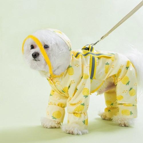 파인애플 올인원 하네스 우비 강아지 레인코트