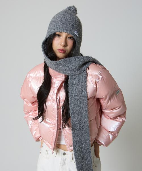 부클 바라클라바 머플러 그레이