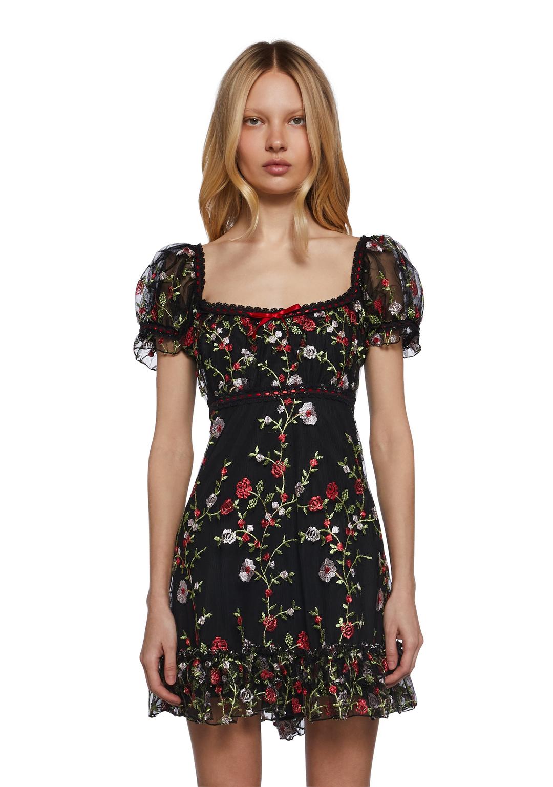 Romantic Words Babydoll Dress - BLACK / XX-Small