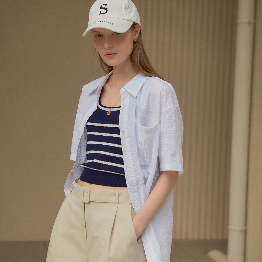 SITP5104 시어서커 포켓 핀턱 셔츠_White