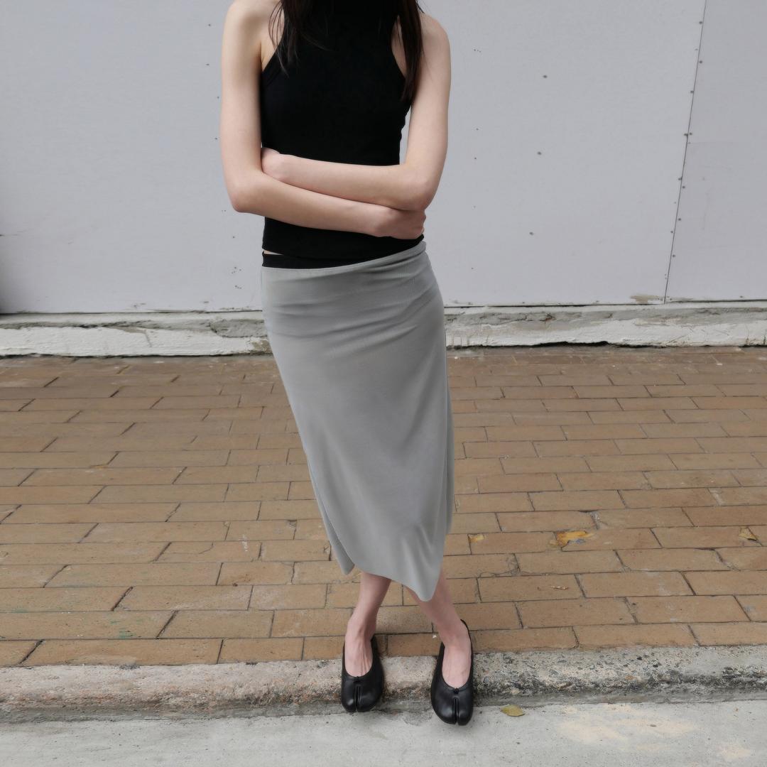 The Mesh Fitted Skirt - BROWN / S