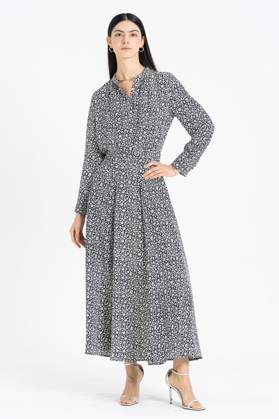 Floral-patterned maxi dress - deepnavy