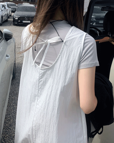 투웨이 레이어드 바스락 리본 뒷트임 원피스 3color