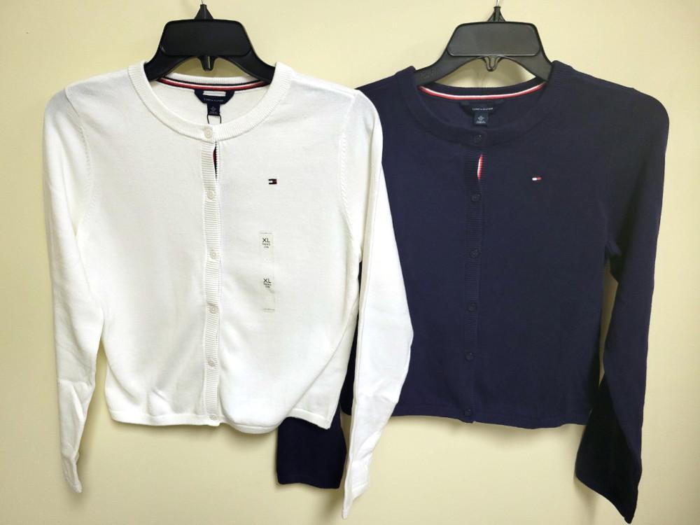 타미힐피거 걸즈 기본 가디건 - 화이트 , 네이비