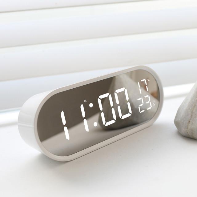 무아스 거울 LED탁상시계 온도 습도 팝미러클락 빅