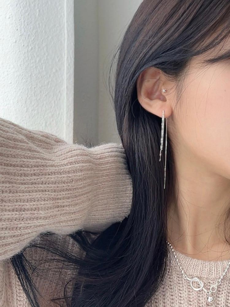 [무배] 실버 925 투웨이 이태리 롱 체인 드롭 귀걸이 D day 디데이