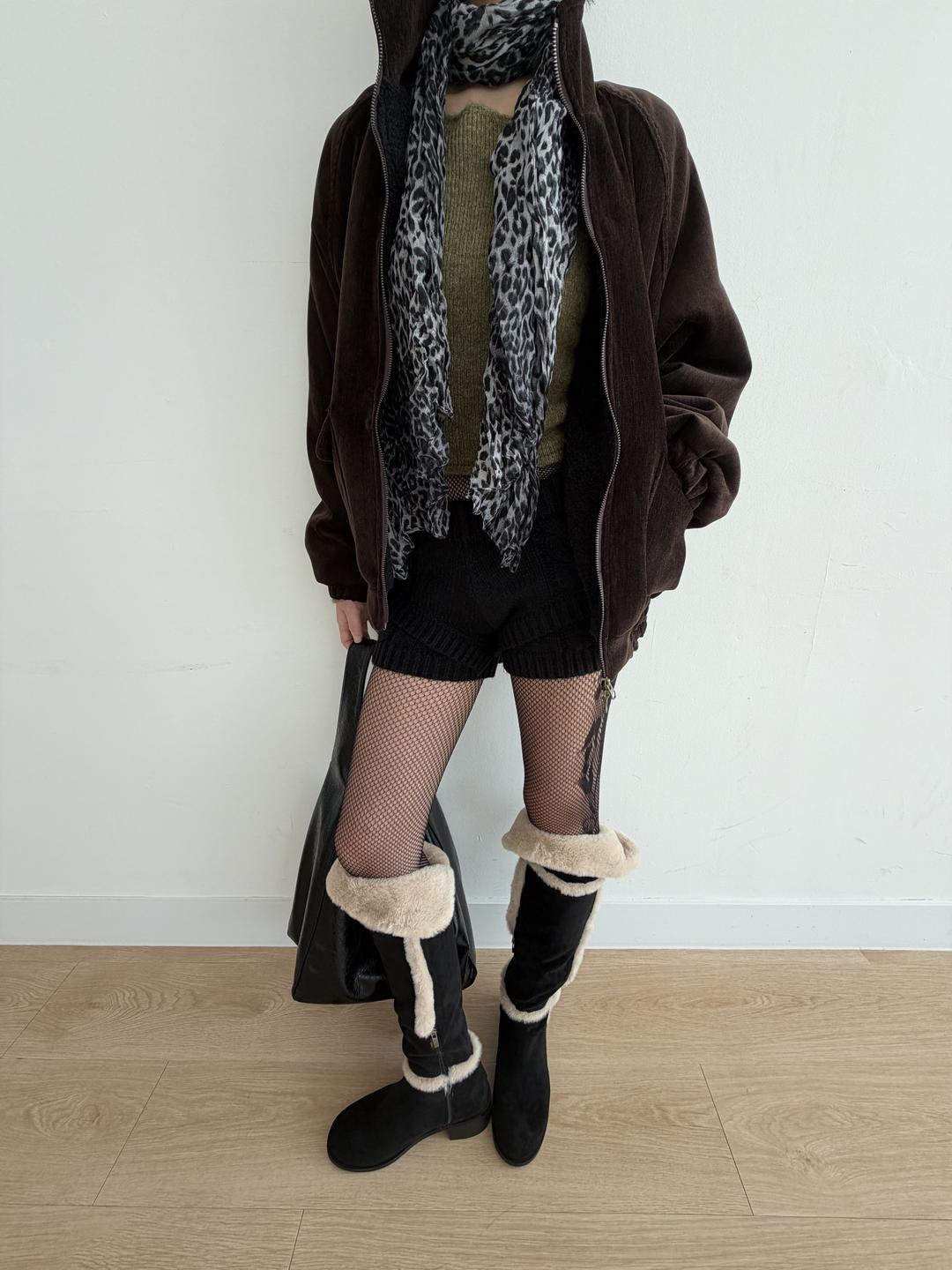 레오파드 그레이 스카프