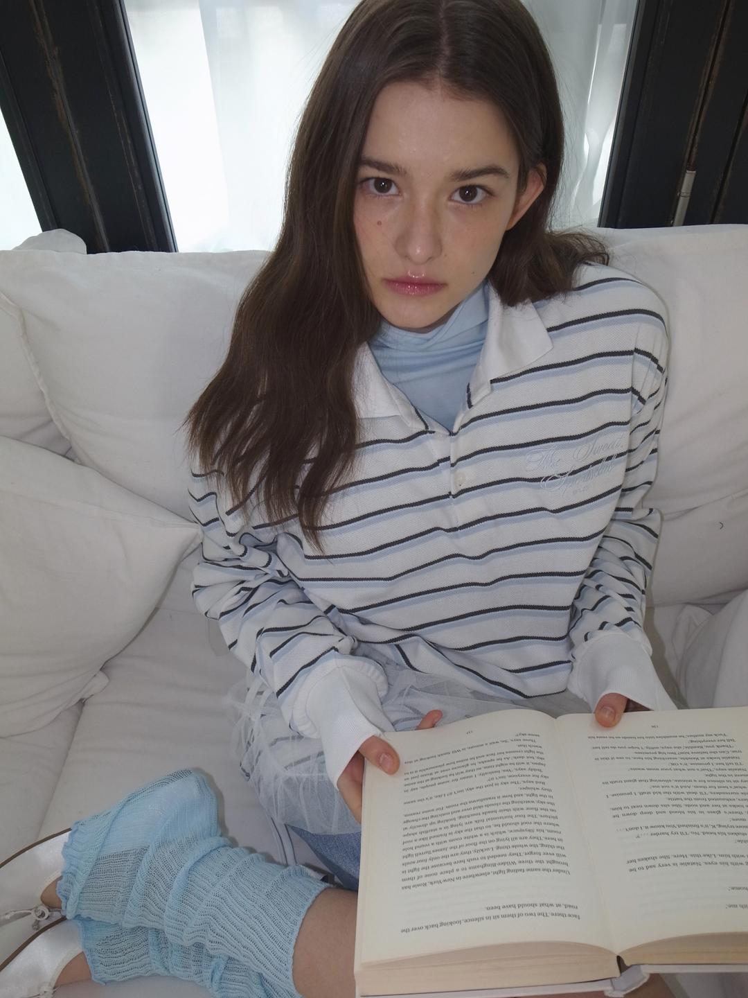 (2차 리오더)Striped PK Polo top (SKYBLUE/GREY)