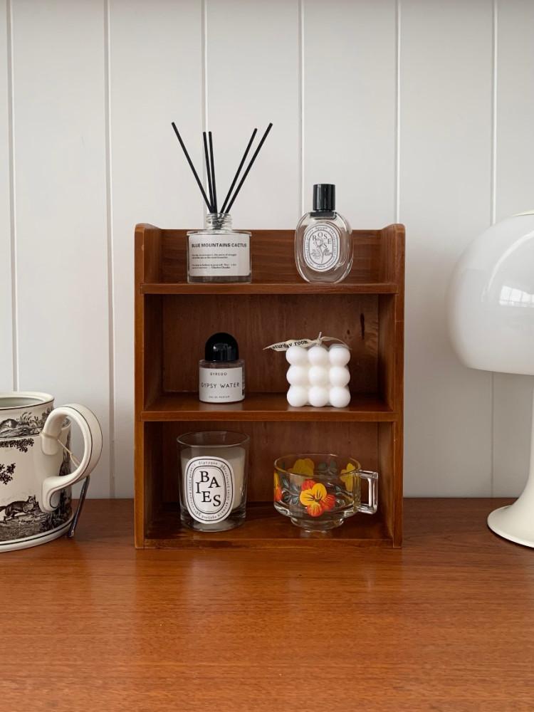 클래식 원목 3단 인테리어 수납장 장식장