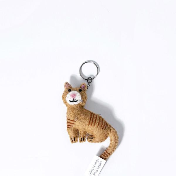 '납작 치즈 고양이' Wool Keyring