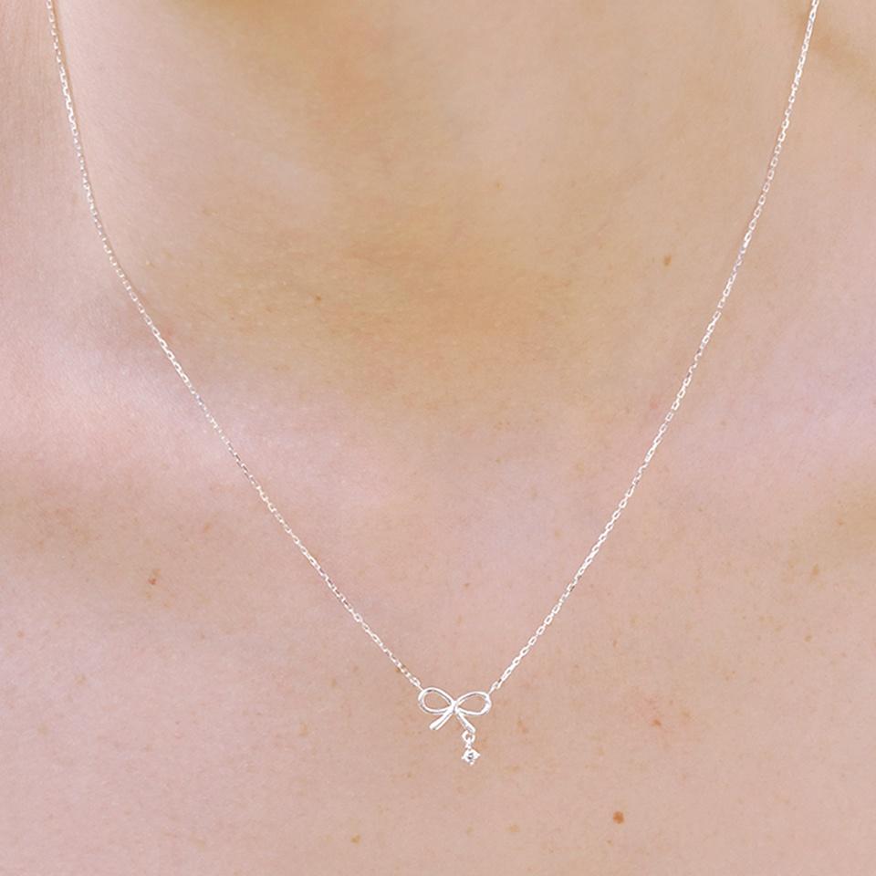 [silver 925] dangle ribbon necklace