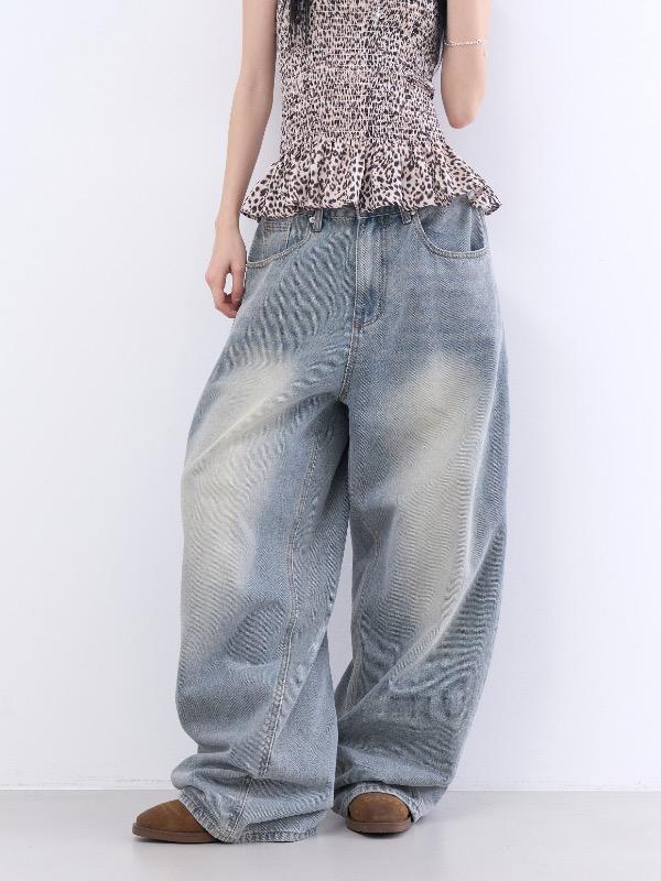 washed side pintuck denim pants