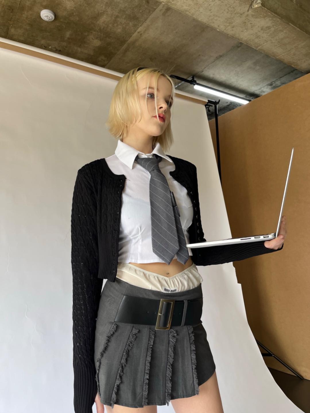 From school cardigan (black)