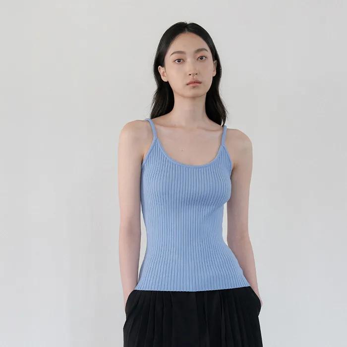 RIBBED SLEEVELESS KNIT_BLUE