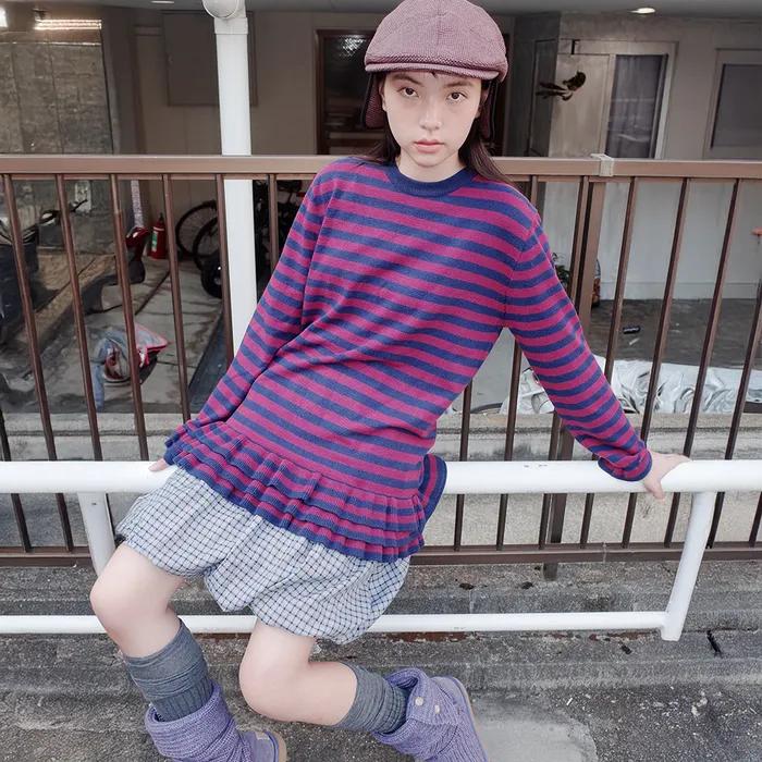 FFATS STRIPE FRILL KNIT_PURPLE(NG2FFUK685A)