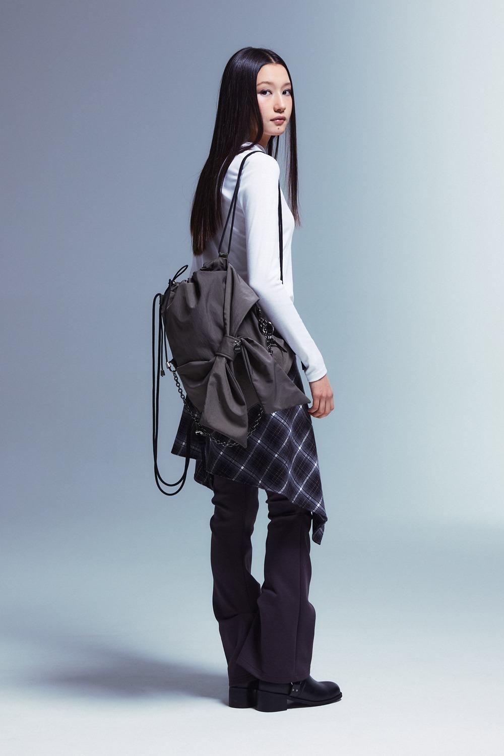 [10/25 예약배송] Ribbon 2way bag _Nylon khaki