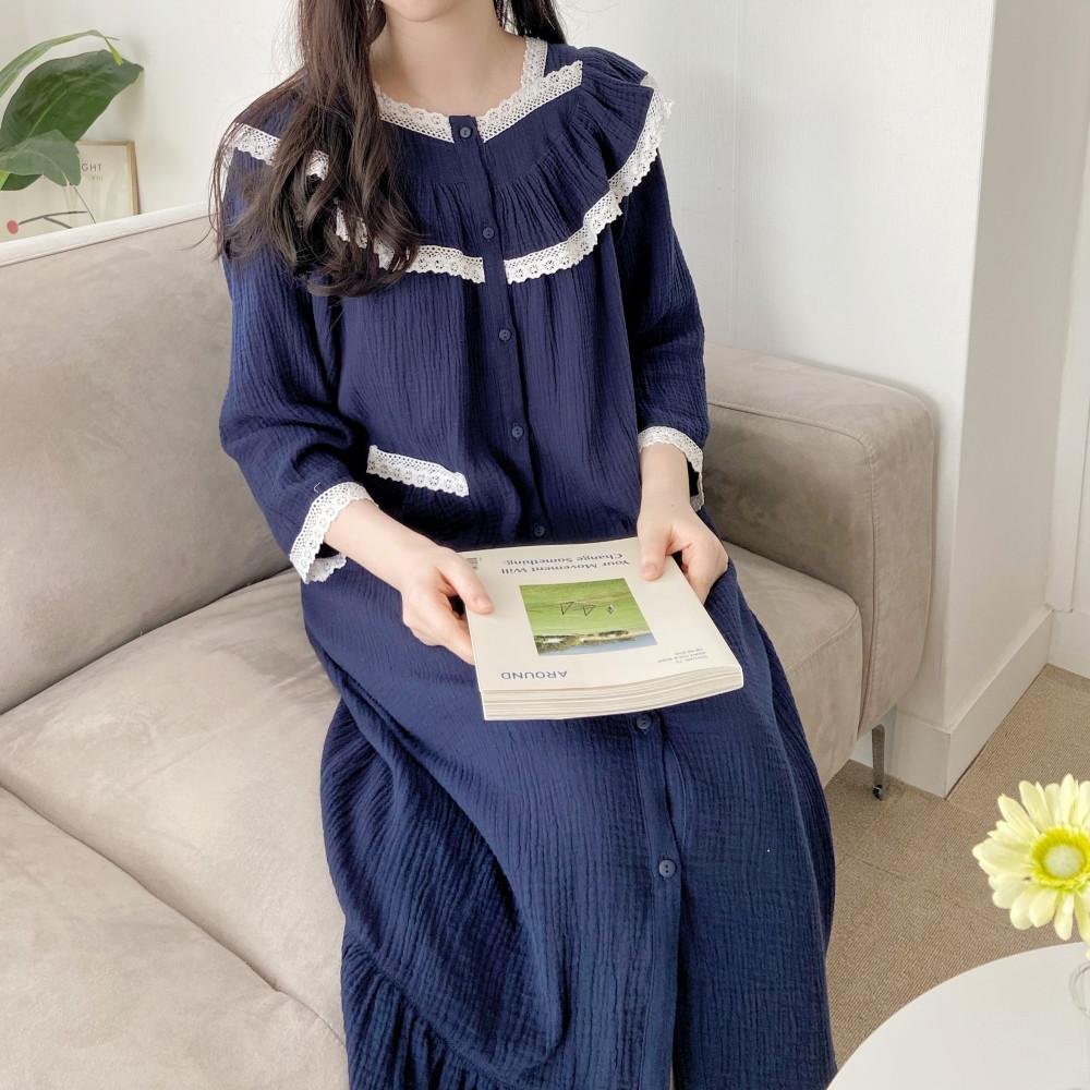 순면 프릴 요루 원피스 잠옷 임산부 홈웨어 국내제작 빅사이즈 파자마