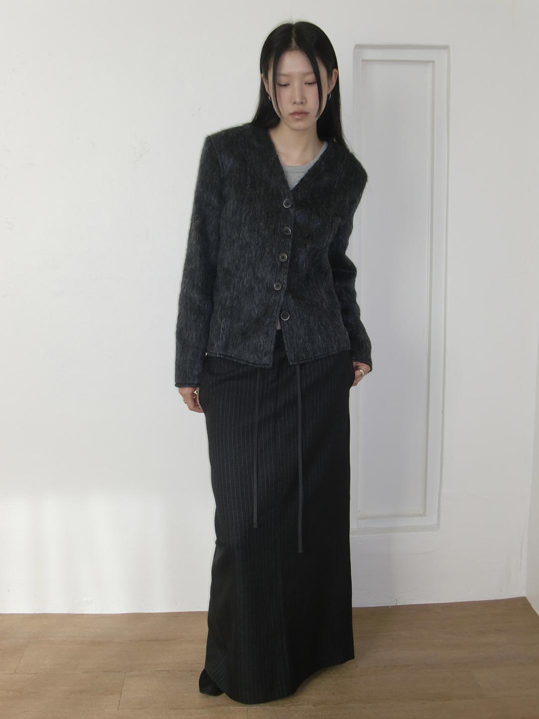 MOHAIR BUTTON JACKET_CHARCOAL