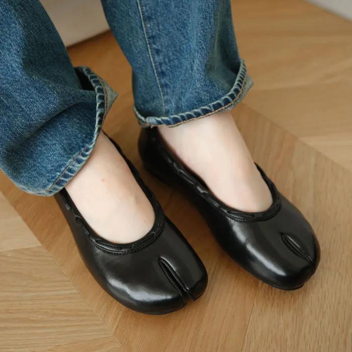 Leather String Flat / Black