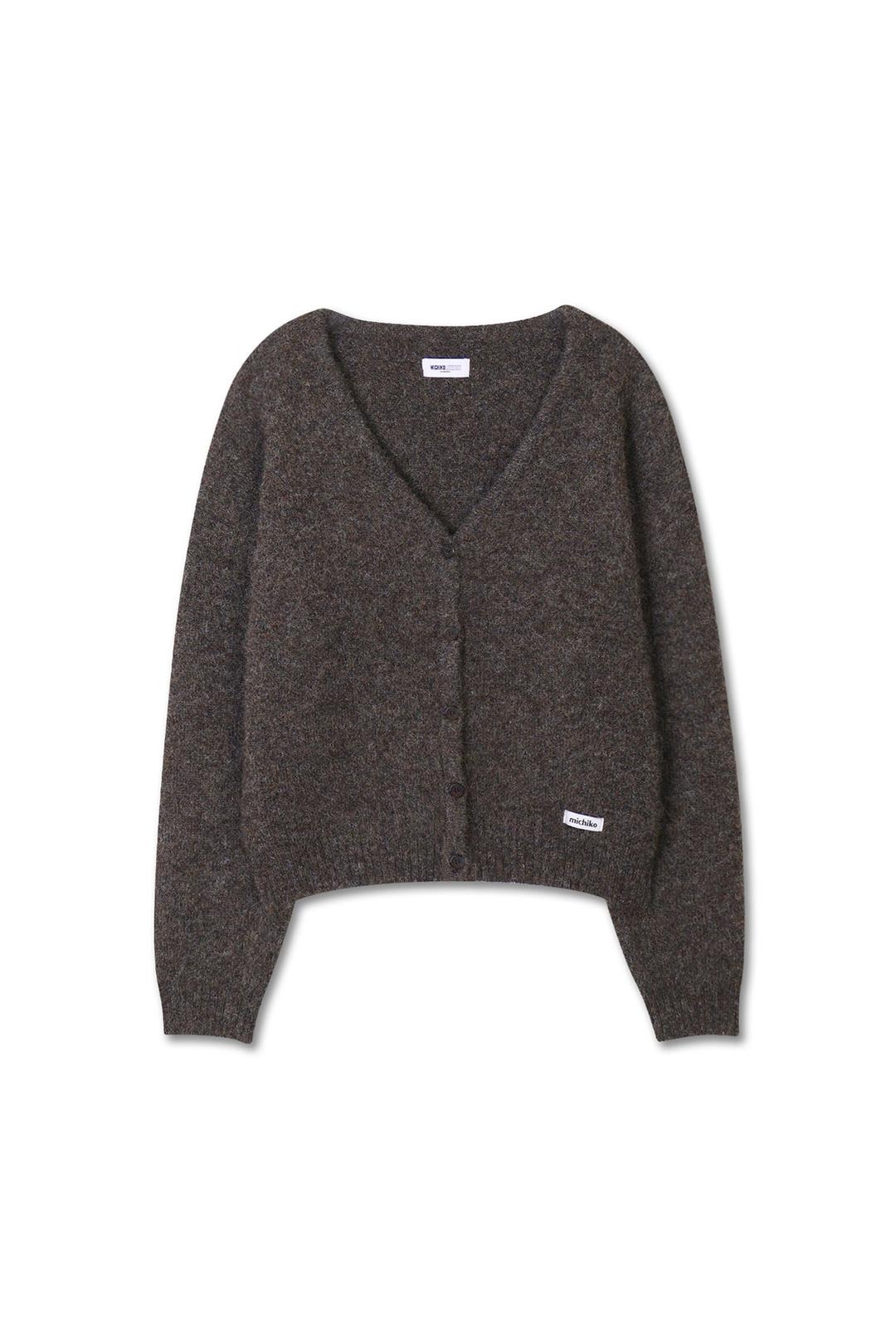 미치코런던 HEAVY WOOL KNIT CARDIGAN DEEP BROWN