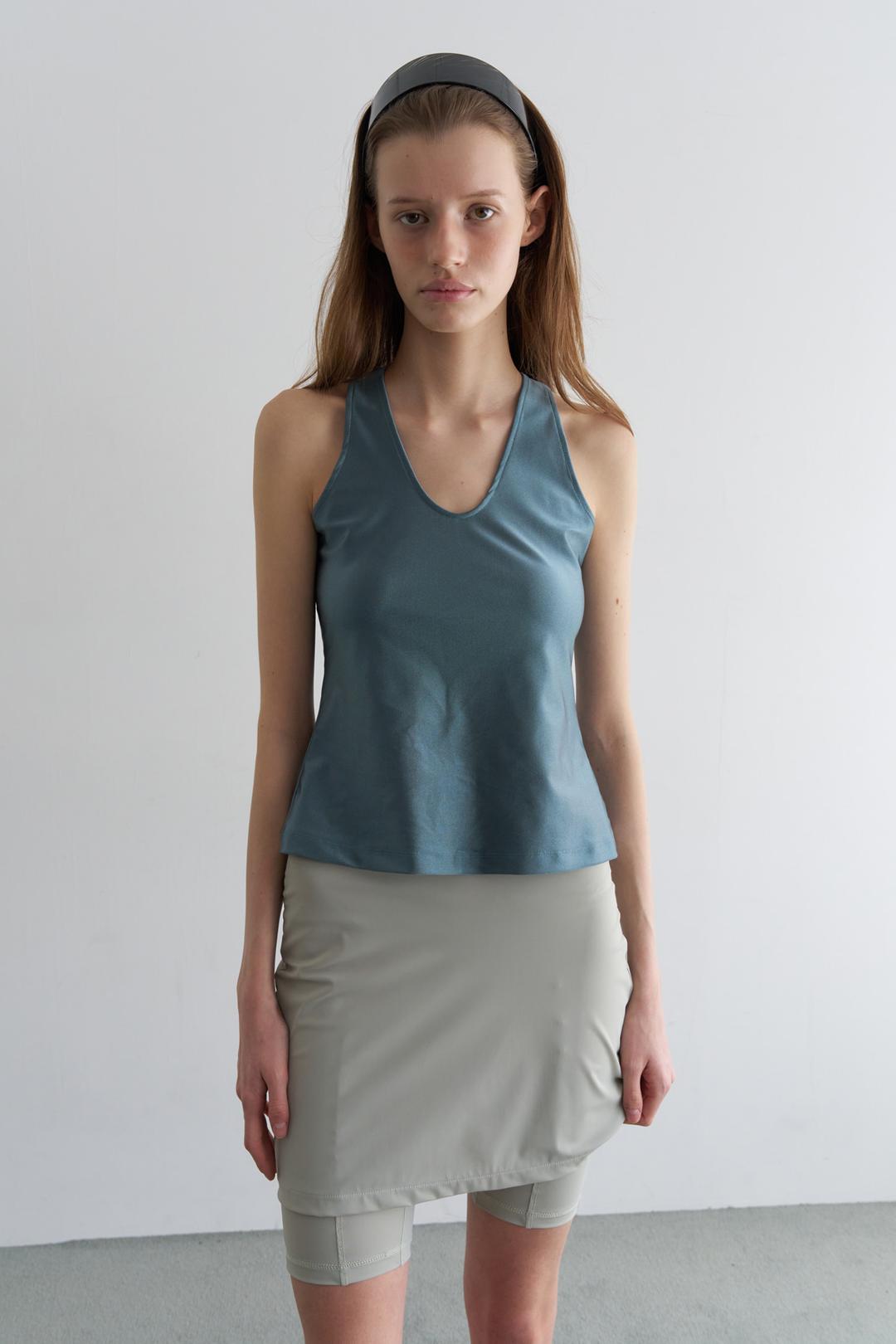 GLITTER HALTER TOP_TEAL GREY