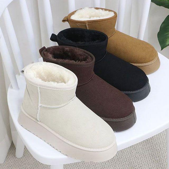 [당일발송] 레코드 겨울방한 양털 퍼부츠 굽5cm