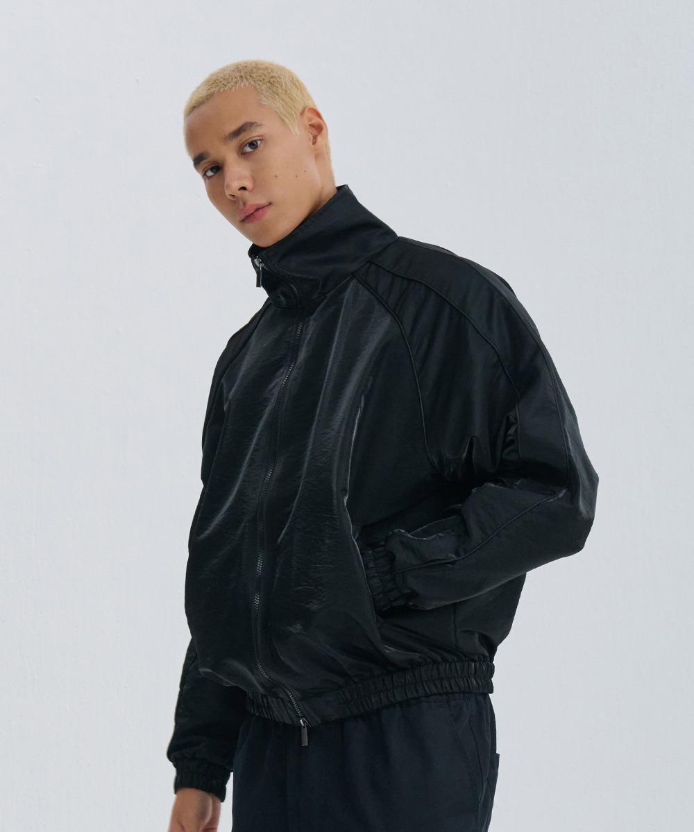 글로시 우븐 파이핑 자켓