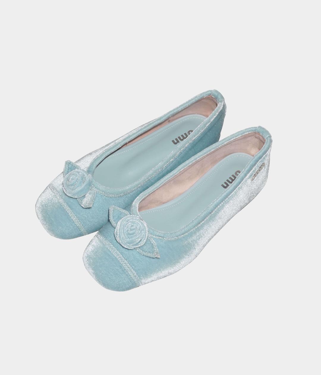 [ Exclusive ] omn Rose Velvet Flat Shoes _Light Blue